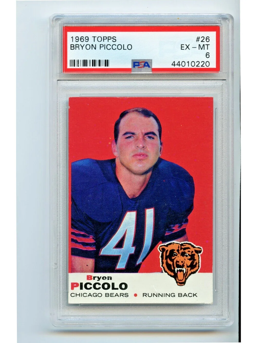 1969 TOPPS #26 BRYON PICCOLO RC BEARS PSA 6 - BRYAN On Back